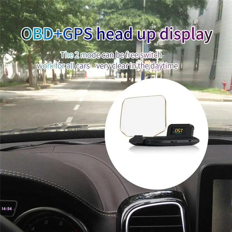 C1 HD цветной ЖК дисплей Автомобильный HUD Дисплей OBD2 + gps с головкой|Проекционный