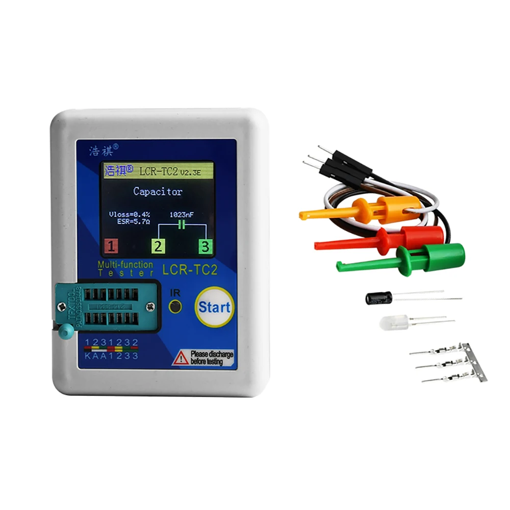 Pantalla LCD de LCR-TC1 LCR-TC2 TC-T7-H, Transistor de prueba TFT, condensador de triodo de diodo, resistencia de varios metros, MOSFET NPN PNP