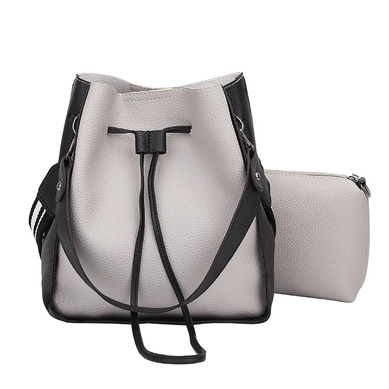 

Bag 2018 New Style Different Size Bags Contrast Color Two-Piece Set Korean-style Shoulder Bag/ Hand Bag Shoulder Bag Bucket WOME