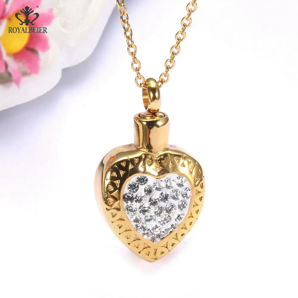 DZ2554-10pcs Wholesale 10pcs/lot Empty 316l Stainless Steel Cremation Urn Pendant Crystal Perfume Bottles Necklace pendant - Окраска металла: DZ2554-10pcs