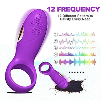 

Time Delay Vibrating Rings with Massage Brush Silicone Game Toys - USB Charging 12 Speeds Vibration Stimulator for Women Body