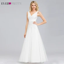 Элегантные Дешевые Свадебные платья Ever Pretty EP00845 кружевные расшитые блестками трапециевидные v-образный вырез Простые Свадебные платья для невесты Vestido Novia
