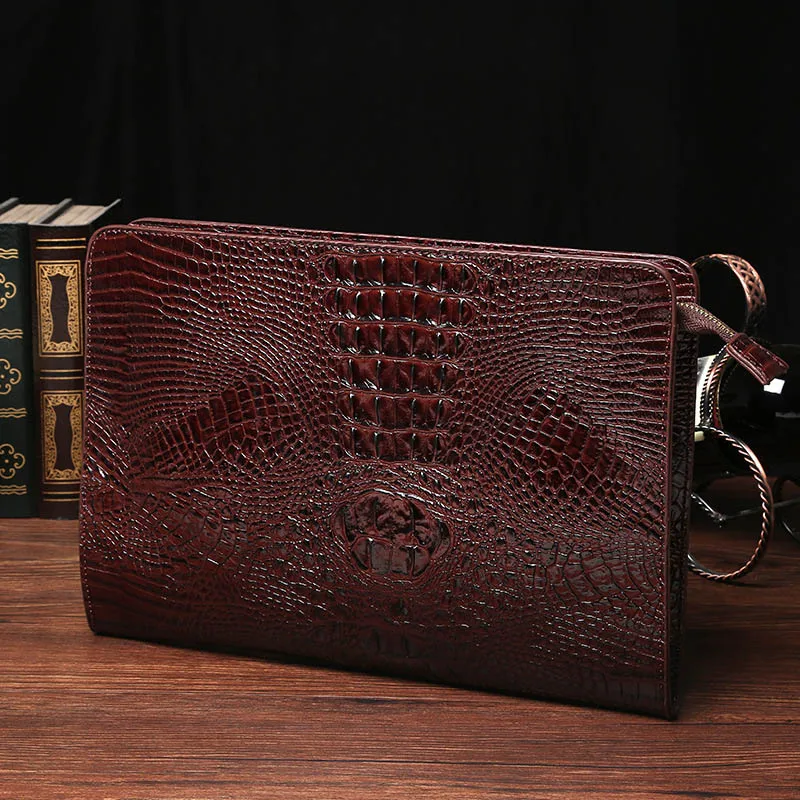 High Quality PU Leather Men Clutch Bag 2023 New Trend Crocodile Pattern  Wallet Fashion Business Envelope Clutches Handbags Purse