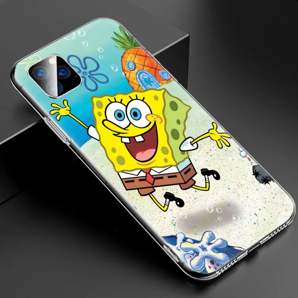 Милый мягкий силиконовый прозрачный чехол с губкой Бобом для Apple iPhone 11 Pro XS Max X XR 6 6s 7 8 Plus 5 5S SE Модный чехол - Color: 002