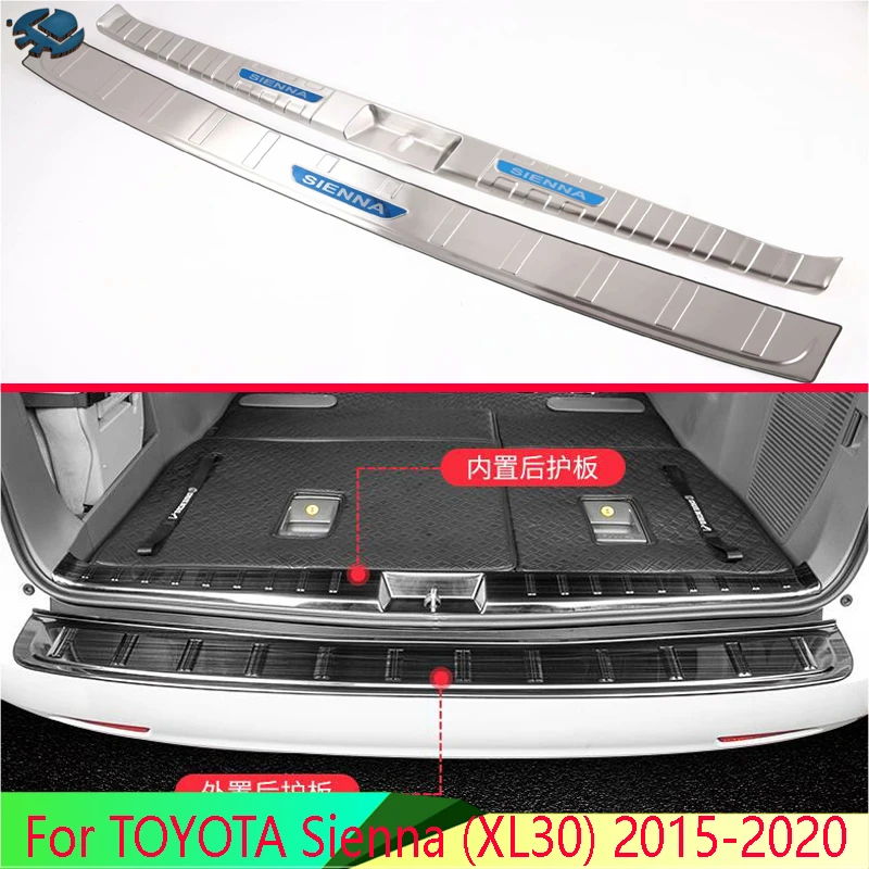 

For TOYOTA Sienna (XL30) 2015-2020 Stainless steel rear bumper protection window sill outside trunks decorative plate pedal