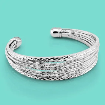 

Bohemian Style Women's Original 925 Silver Bracelet Gradation Design Solid Silver Bangle Open Bangle Freely Adjustable Jewelry