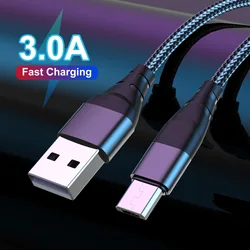 3A Micro USB Cable Mobile Phone Android Fast Charger Data Cord Quick Charge Wire for Xiaomi Redmi Note 10 Phone Micro USB Cable