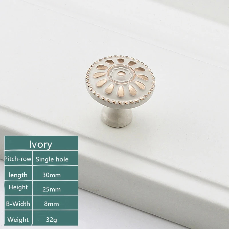 Высококачественный твердый классический стиль ручки ящика Шкафы Шкаф кнопки и ручки мебельная фурнитура Кухонный Шкаф Дверь тянуть - Цвет: Irovy  Single hole