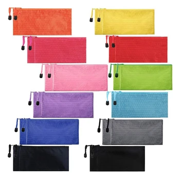 

24Pcs Zipper Waterproof File Bag Pencil Pouch Pen Case, for Office Supplies Travel Accessories Cosmetic, 12 Colors