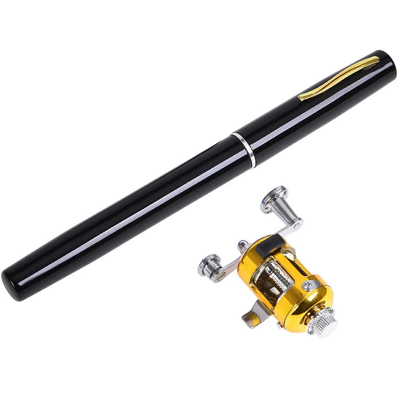 

Portable Pocket Mini Pen Fishing Rod With Reel Spinning Rod Ultralight Telescopic Fishing Rods Travel Black