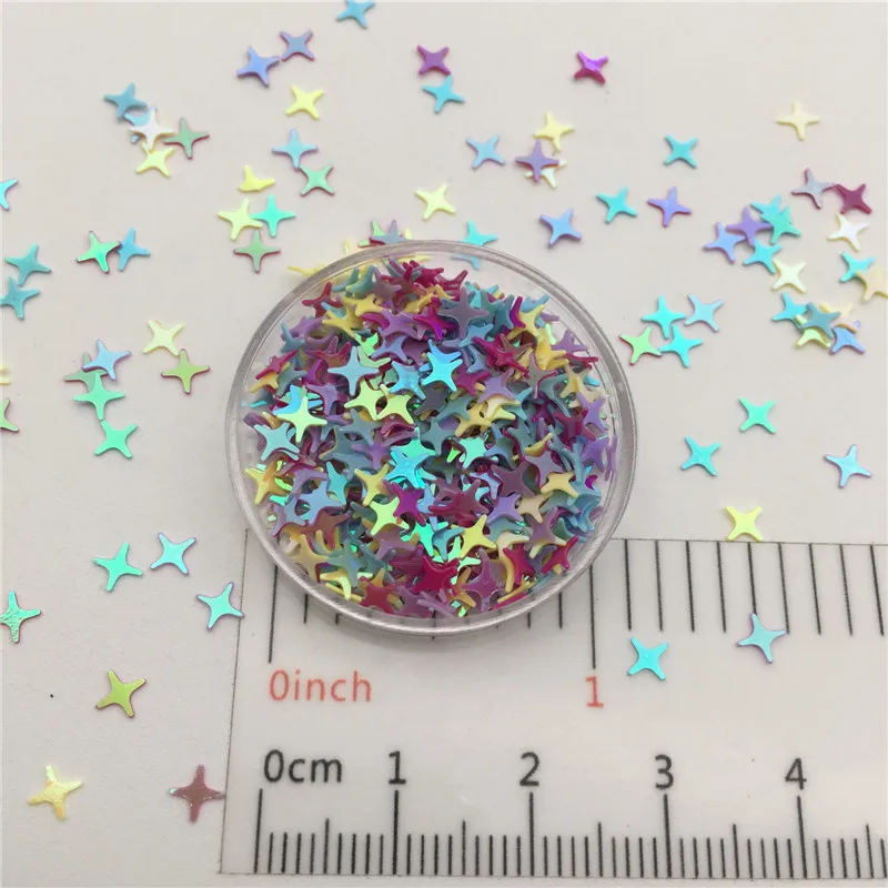 30g/Lot 5mm Cross Star Loose Sequins Glitter Paillettes For DIY Nail Craft,Slime Making, Wedding Decoration confetti Wholesale - Цвет: Yello Fuch Pur Blue