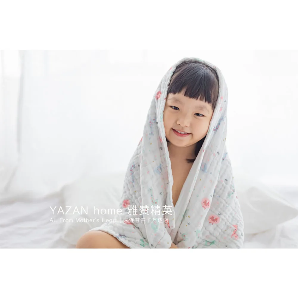 

Yazan 6 layer pleated gauze cover cover blanket 100% cotton super soft increase 120*120cm bath towel water absorption