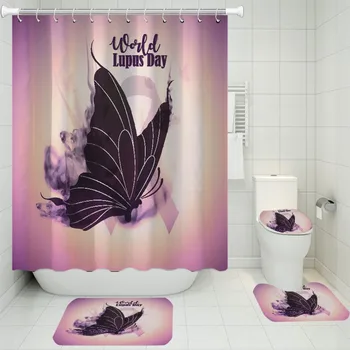 

3D printing shower curtain set/toilet mat/u-shaped floor mat/non-slip floor mat/waterproof shower curtain luxury bathroom set