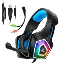 Проводная игровая гарнитура для ПК, накладные басы, стерео светящиеся RGB светодиодный светильник, наушники с микрофоном для ПК, планшета, ноутбука, наушники