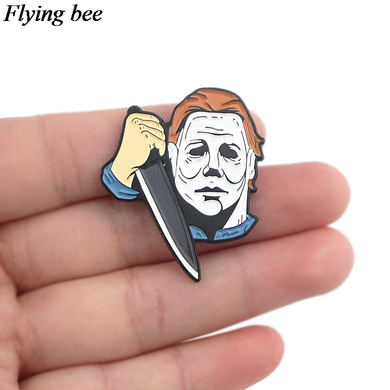 Flyingbee, брошь в стиле ужасов на Хэллоуин, мультяшная эмалированная булавка для женщин и мужчин, заколка на рюкзак, индивидуальная булавка на лацкане, очаровательное ювелирное изделие X0581