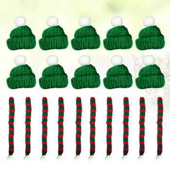 

20pcs Cute Christmas Mini Scarf and Hat Decor Doll Clothes Accessory Creative Plants Adornment for Home Festival