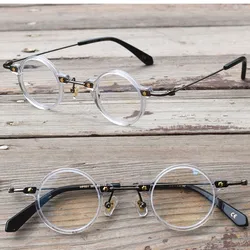 Hand Made Acetate 36mm Vintage Small Round Eyeglass Frames Full Rim Men Women Unisex Rx able