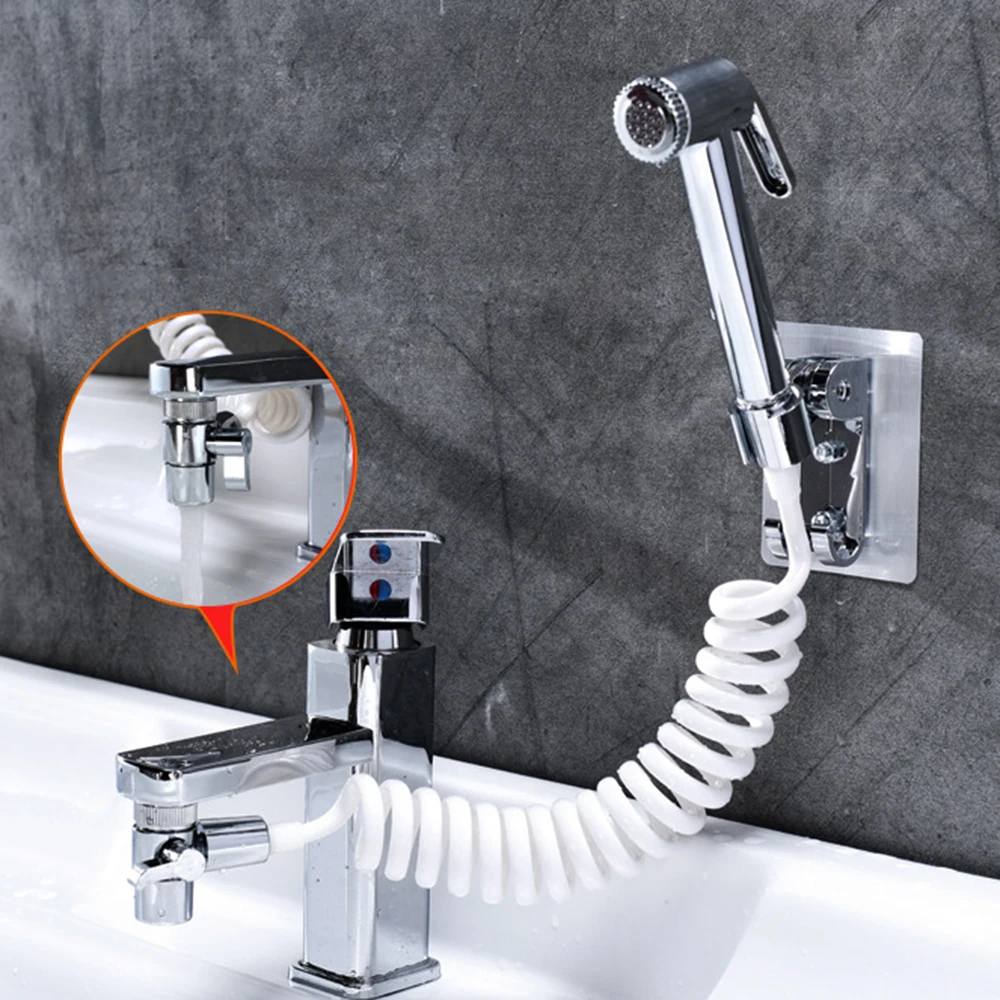 

ABS Bathroom Faucet Sprayer Sprinkler+Base+Hose+Valve Shower Head Holder Set For Hand Basin Sink Bidet Kit Bathroom Fixture