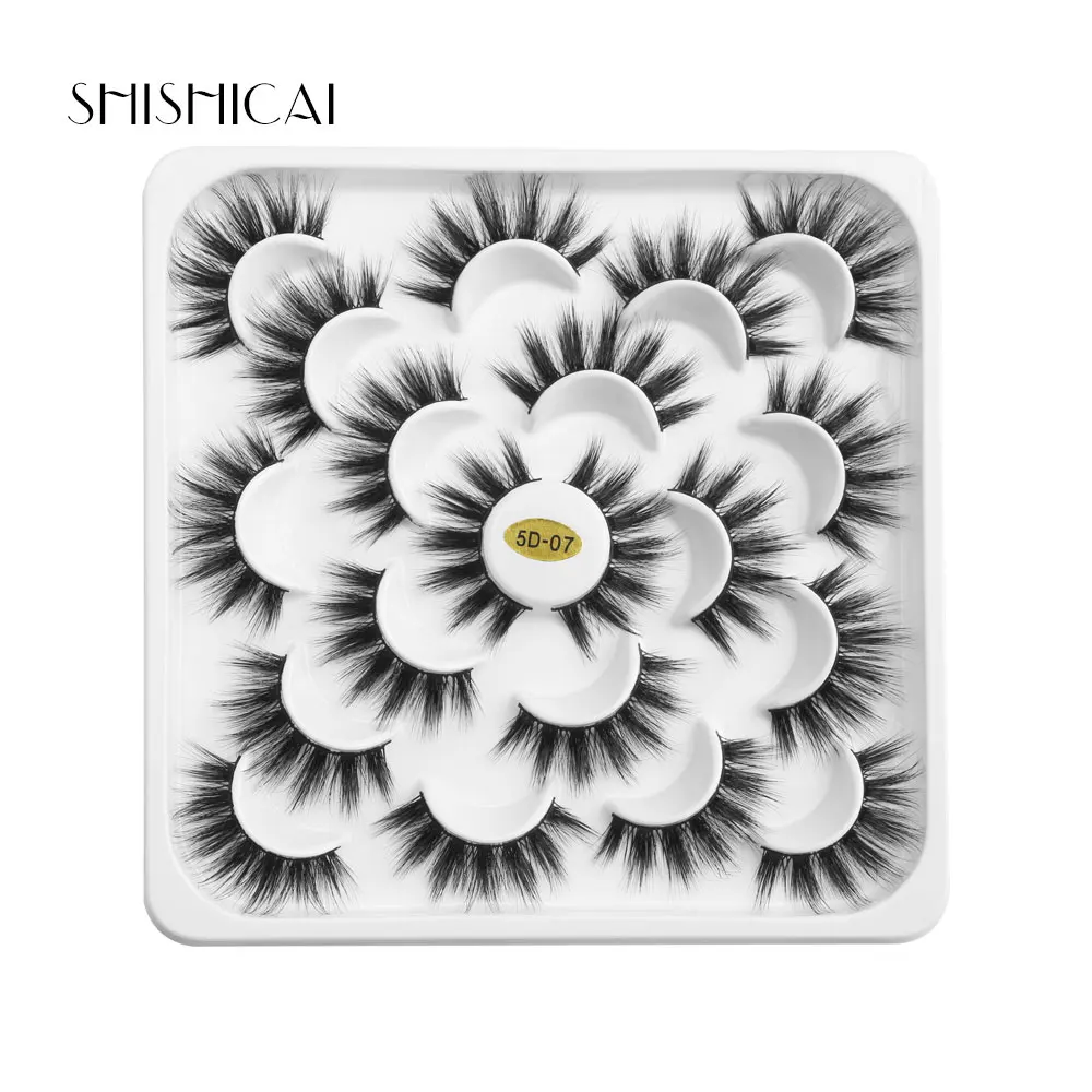 

SHISHICAI 10 Pairs Mink Eyelashes Natural False Eyelashes Fake Lashes Long Makeup 3D Mink Lashes Extension Eyelash For Beauty
