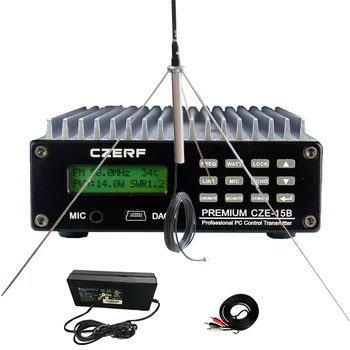 CZERF-Radio inalámbrica CZE-15B, 15W, transmisor FM, KIT de antena que cubre 6km para iglesia, coche y Catedral