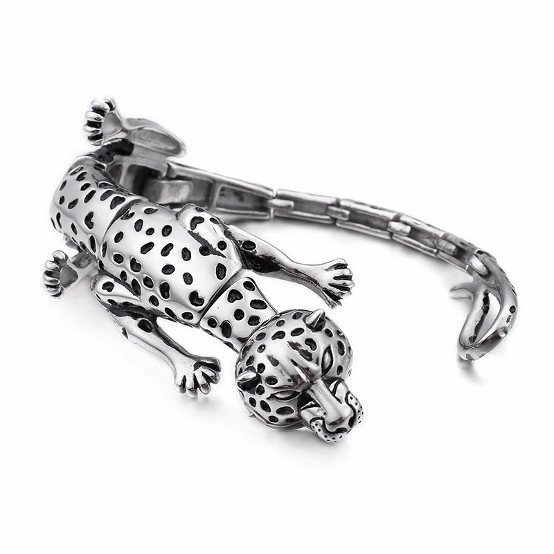 Hip Hop Tiger Leopard Lizard Scorpion Bracelet For Men High Quality Stainless Steel Rock Animal Charm Jewelry | Украшения и