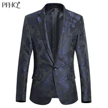 PFHQ 2012 Autumn And Winter Men's Casual Notched Single Button Slim Suit Fashion Trend Personality Rose Jacquard Blazer 21E111