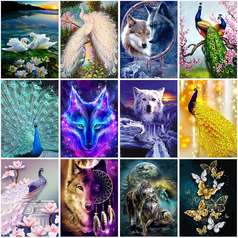 Full Square Round Wolf Diamond Painting Butterfly Embroidery Sale Animals Picture Of Rhinestones Home Decoration | Дом и сад