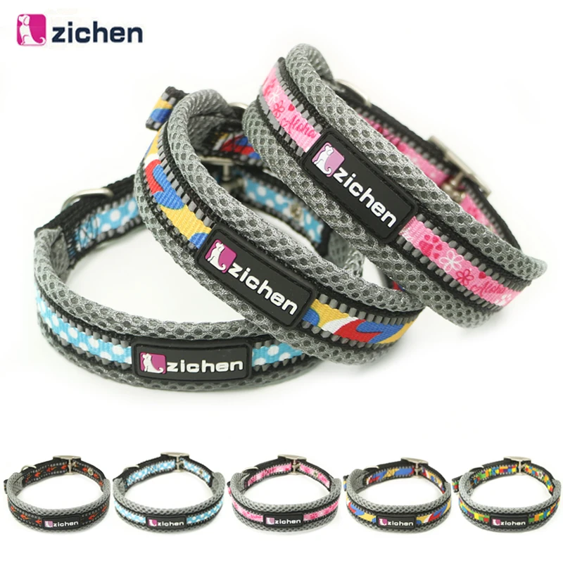 

Zichen Pet Dog Collar Adjustable Printing Reflective Double Layer Nylon Durable Dog Necklace Training Supplies 5 Color S-L