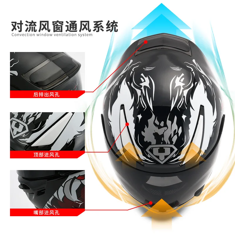 New ECE Certification YOHE Full Face Motorcycle Helmet Cross-country Moto Running helmets with PC Lens visor made of ABS