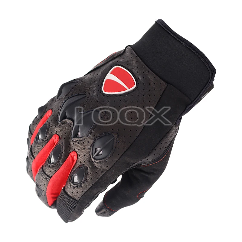 Guantes de cuero Corse para motocicleta, accesorio para conducción de carreras, color negro y rojo, para Ducati Team