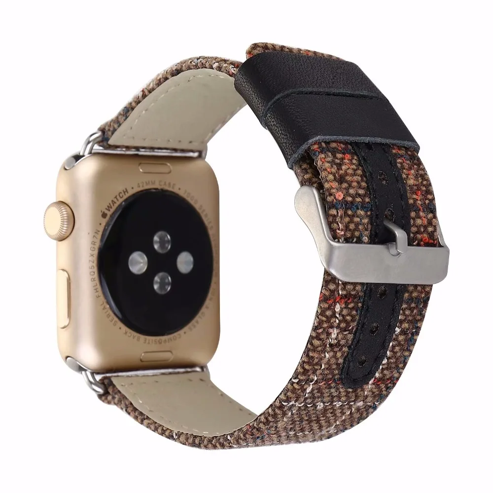 Tschick полоса шаблон холст тканая ткань для Apple Watch Band Регулируемая металлическая пряжка для часов серии 4 3 2 1 Спорт и издание