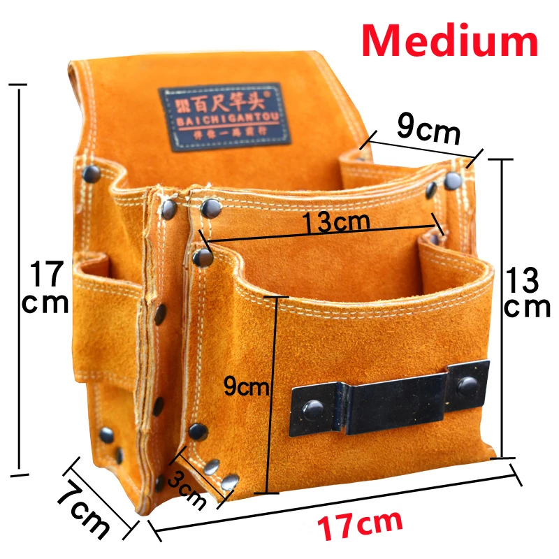 Multi-function Waist Pack Repair Tool Storage Bag Genuine Leather  Hardware Tool Pocket Wrench Pliers Screwdriver Storage Bag tool chest Tool Storage Items