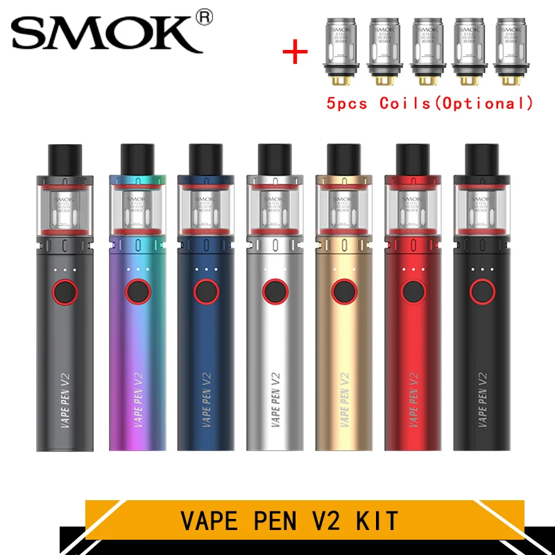 Original SMOK VAPE PEN V2 Kit 60W Vape 3ml 1600mAh Battery Meshed 0.15ohm Coil fit Coils Electronic Cigarette VS Pen 22 | Электроника