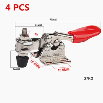

4pcs GH-201A Horizontal Toggle Clamp Quick-Release Toggle Clamps Set 27KG Vertical Toggle Clamp Hand Clip Tool