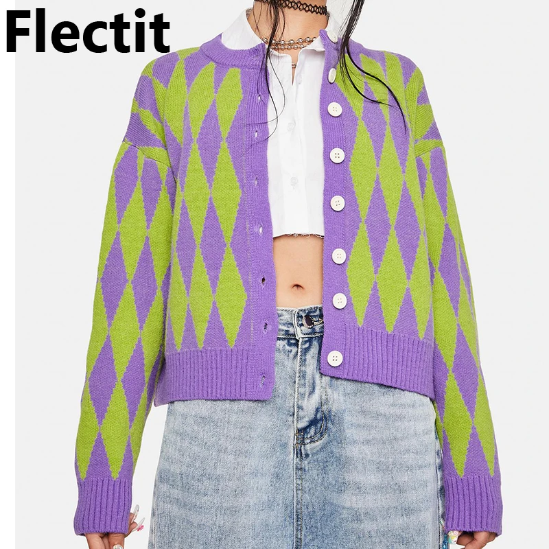 Purple argyle cardigan Clearance