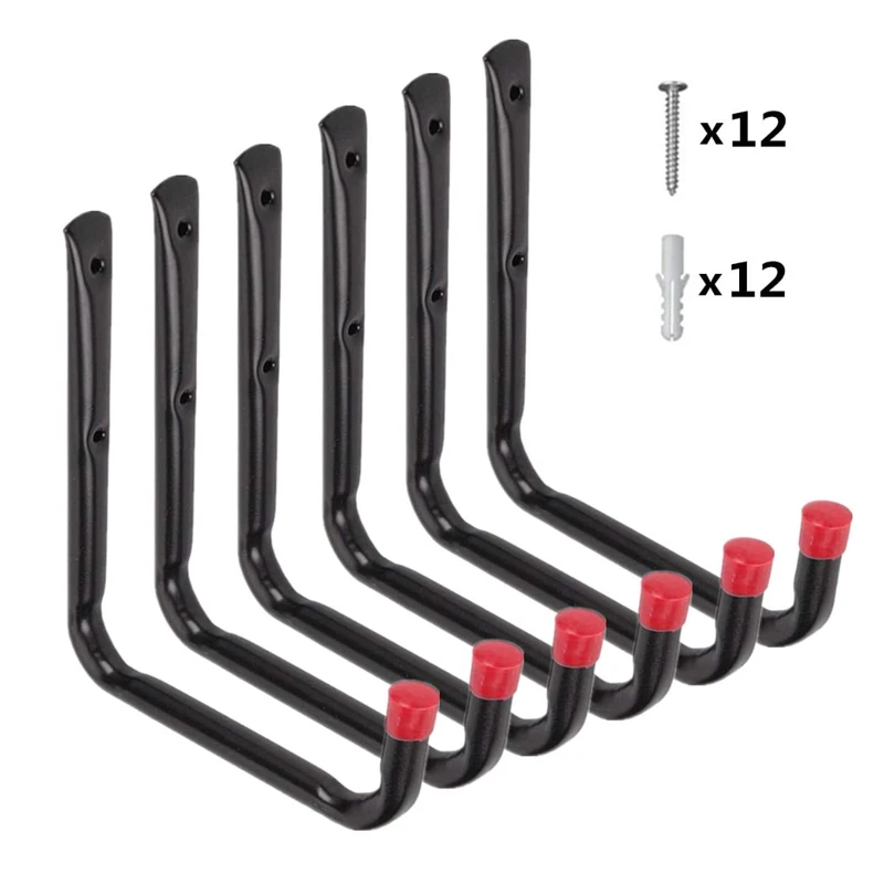 6Pcs Large Heavy Duty Storage Hanging Hooks Home Garage Bike Ladder Wall Mounted Brackets Hook Durable Ganchos para colgar afbeelding