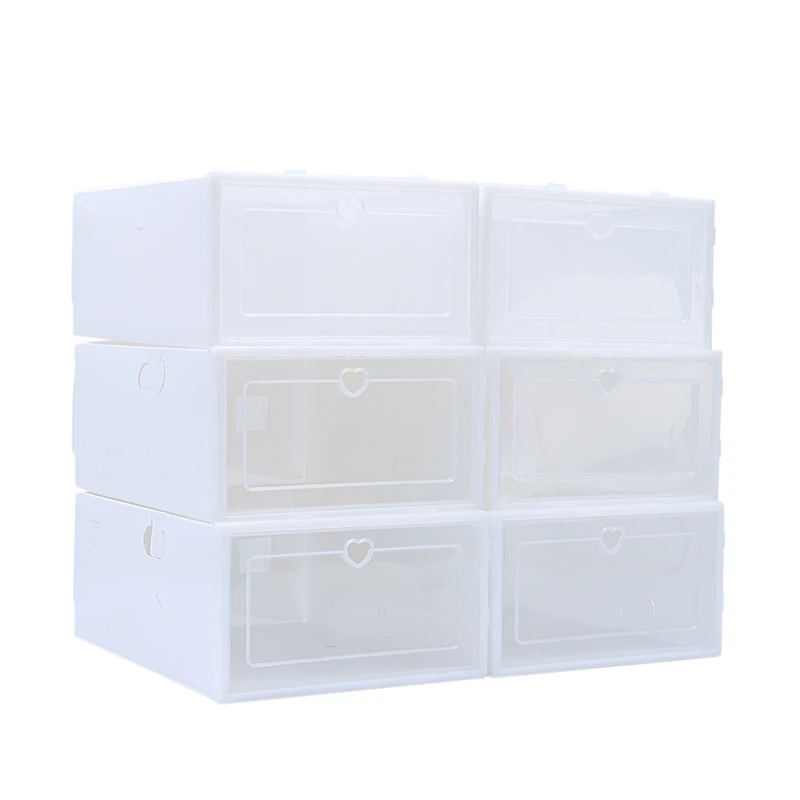 ELEG-6PCS прочные пластиковые обувные коробки флип-бокс для обуви утолщенный Прозрачный чехол для ящика Стекируемый органайзер для хранения обуви стойка для обуви