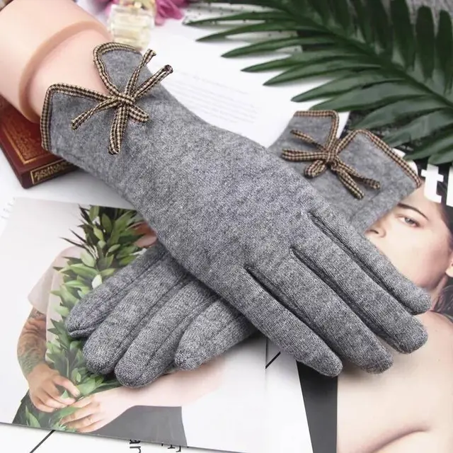 New Ladies Winter Warm Gloves, Cashmere Wool Gloves, Five-Finger Split-Finger Touch Screen Gloves A272-3