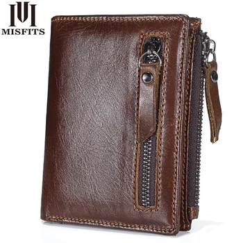 

2020 Genuine leather Blocking Wallet Leather wallet Coin Pocket Passport short Purse Cover For Men Card Holder leather Purse