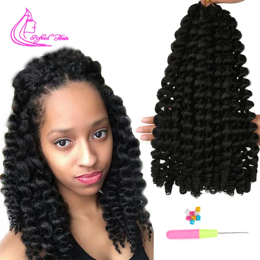 8 12inch Jamaican Bounce Jumpy Wand Curl Hair Synthetic Ombre Black Brown Red Crochet Braid Hair Extensions  20 strands per pack