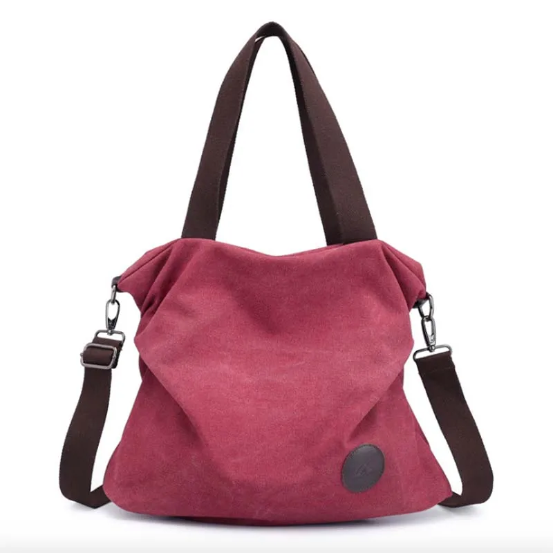 Брендовая женская сумка большой емкости, Женская Повседневная Сумка-тоут, женская сумка на плечо, Холщовая Сумка через плечо, женские ручные сумки, сумка для покупок - Цвет: Wine red-small