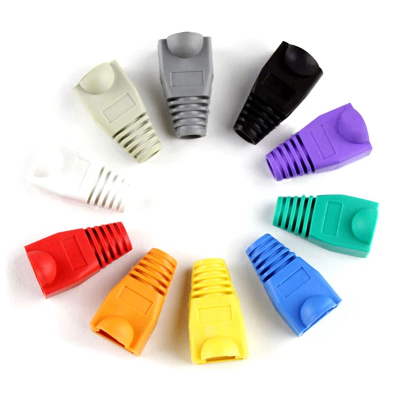 100 Pcs RJ45 Jacket Super Five Crystal Head Jacket Plastic Protective