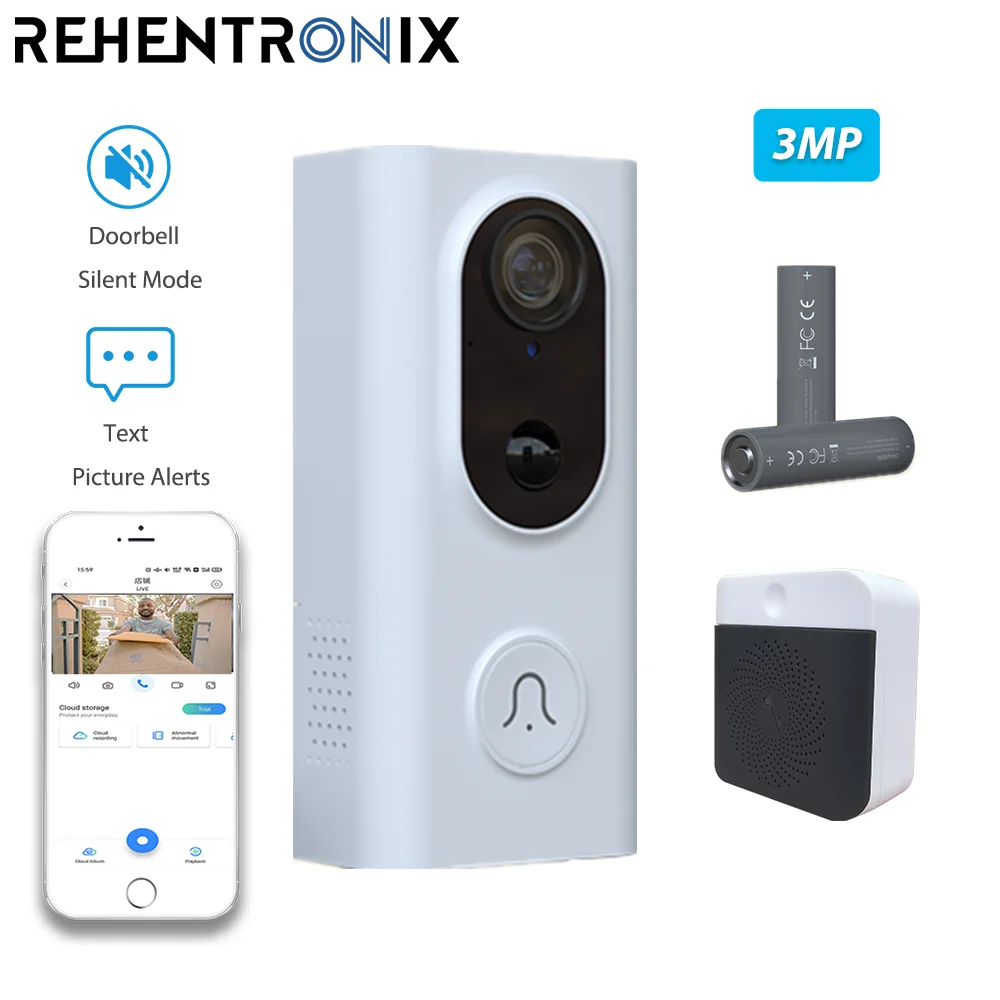 Smart WiFi Video Doorbell 3MP Wireless Home Security Camera Doorbell with Two-way Audio Outdoor Doorbell Call Intercom Video-Eye front door intercom