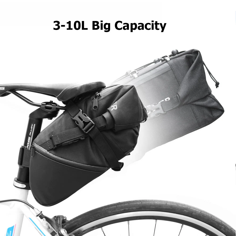 Bicycle Bag Large Capacity 8-10L Waterproof MTB Road Bike Saddle Bag Pannier Bike Seat Storage Rear Pack Bag Accessories BC0411 (5)