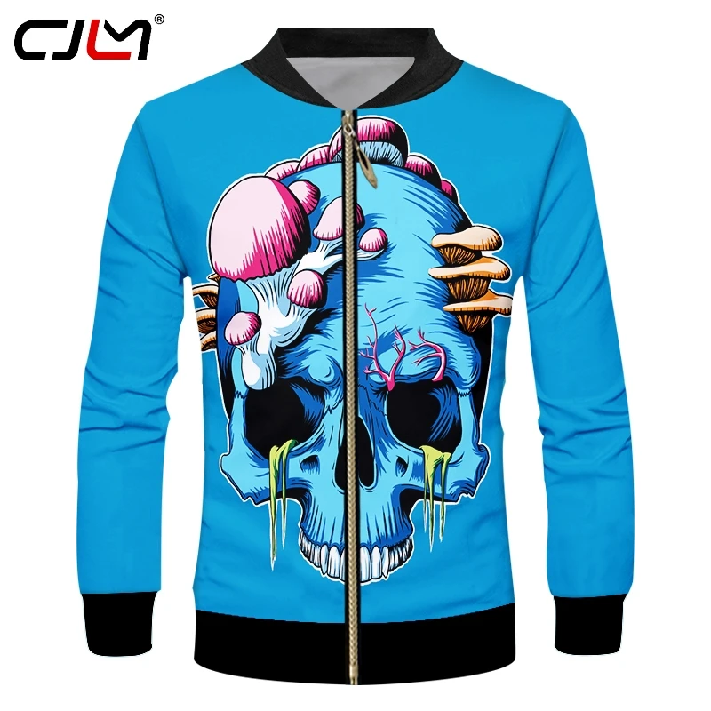 

CJLM New 3D Blue Skull Man Zip Jacket Printed Scary Brain Pattern Mens Hip Hop Zipper Coat Hot Sale Unisex Clothing Recommend