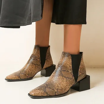 

Brown black gray European and American thick heel short boots large size women's boots pointed to ankle short boots