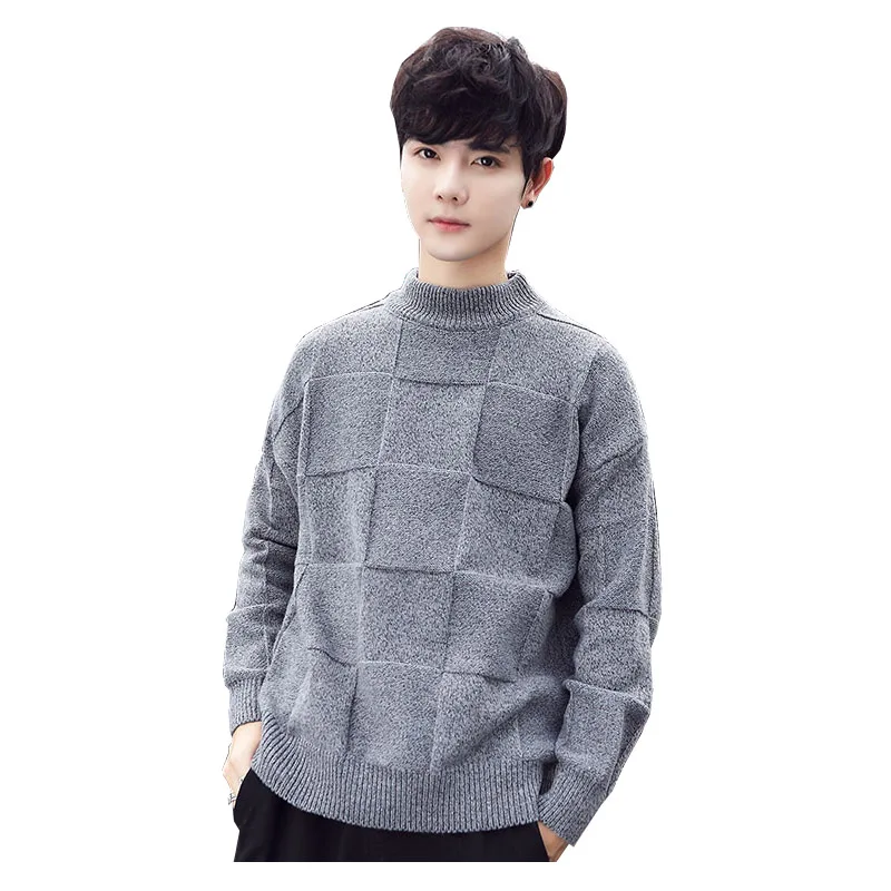 

New Men's Pure Colour High-collar Sweater Knitted Sweater Fashion Men's Sweater