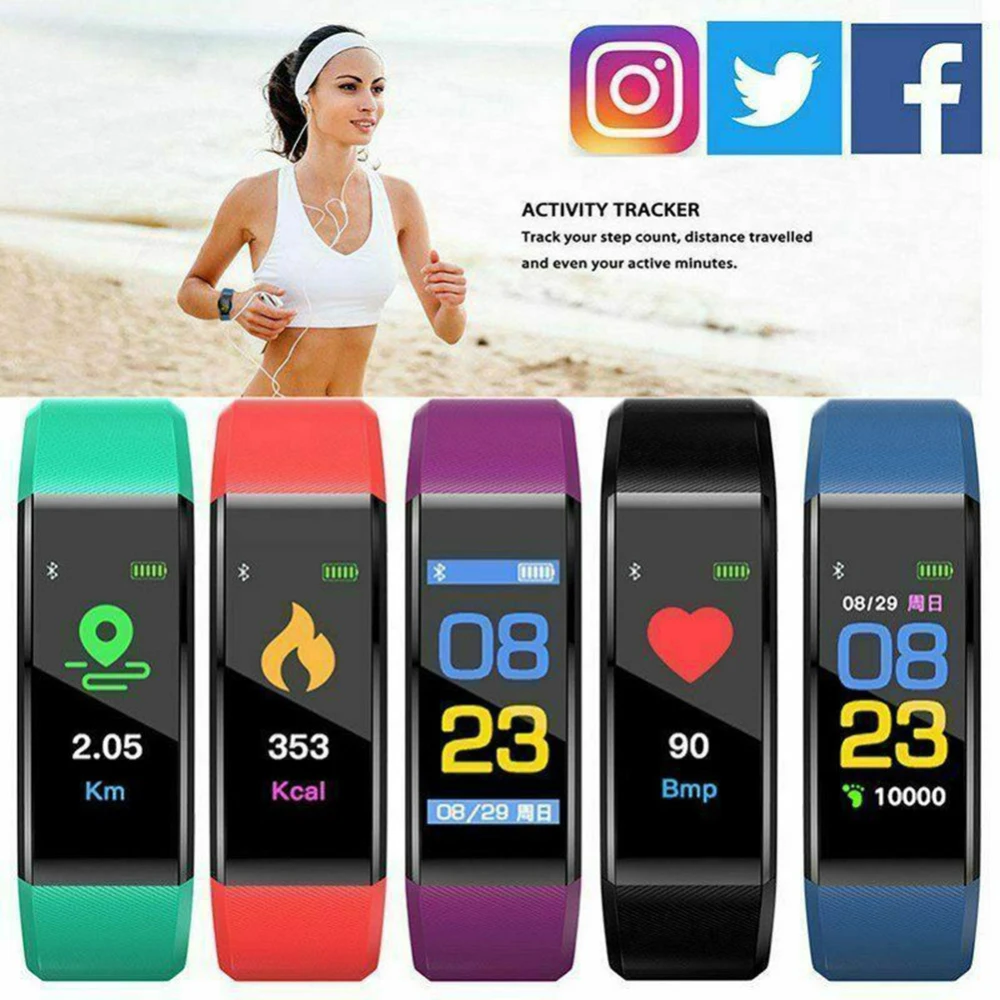 

115 Plus Smart Bracelet Women Men Bluetooth Heart Rate Monitor Smart Wristband Fitness Tracker Waterproof Health Bracelets New