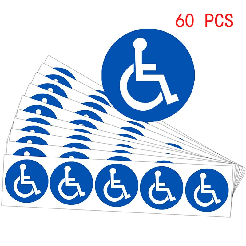 Disabled Wheelchair Symbol Labels Handicapped Access Sticker Sign Round Convenient Decals For Handicapped Parking 2 inch 60 Pcs