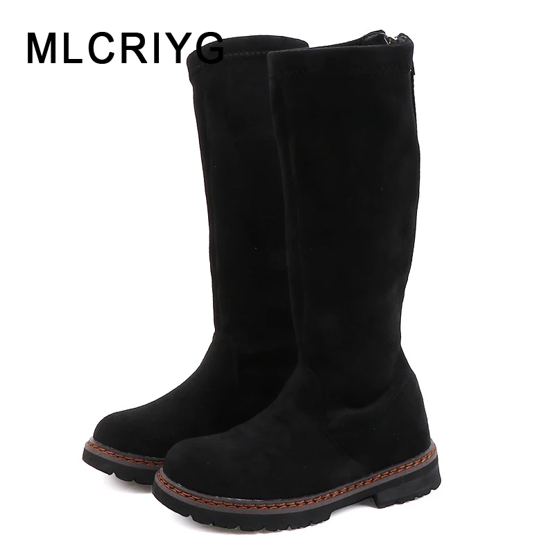 

Winter New Kids Knee High Boots Children Princess Boots Baby Girls Casual Boots Genuine Leather Brand Black Shoes Fashion Boots